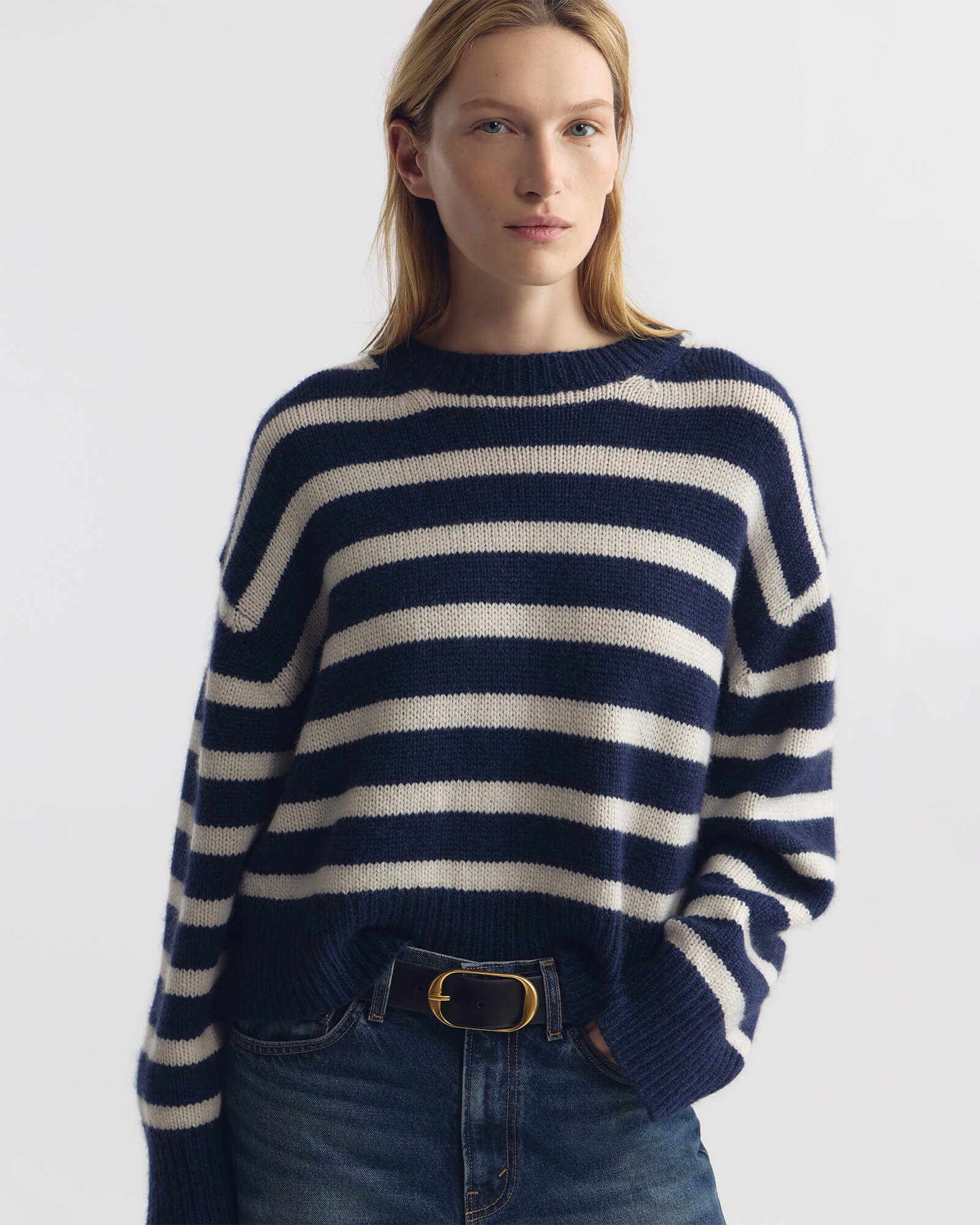 ANISA STRIPE CASHMERE SWEATER - Image 2